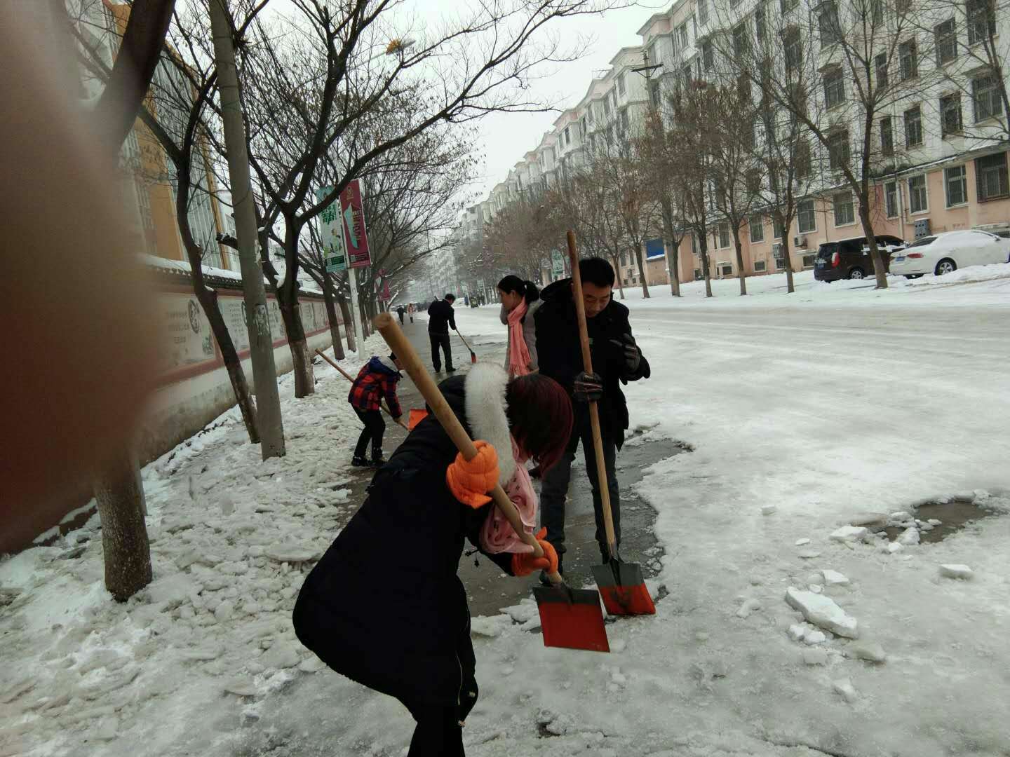 项城中专志愿者清理积雪