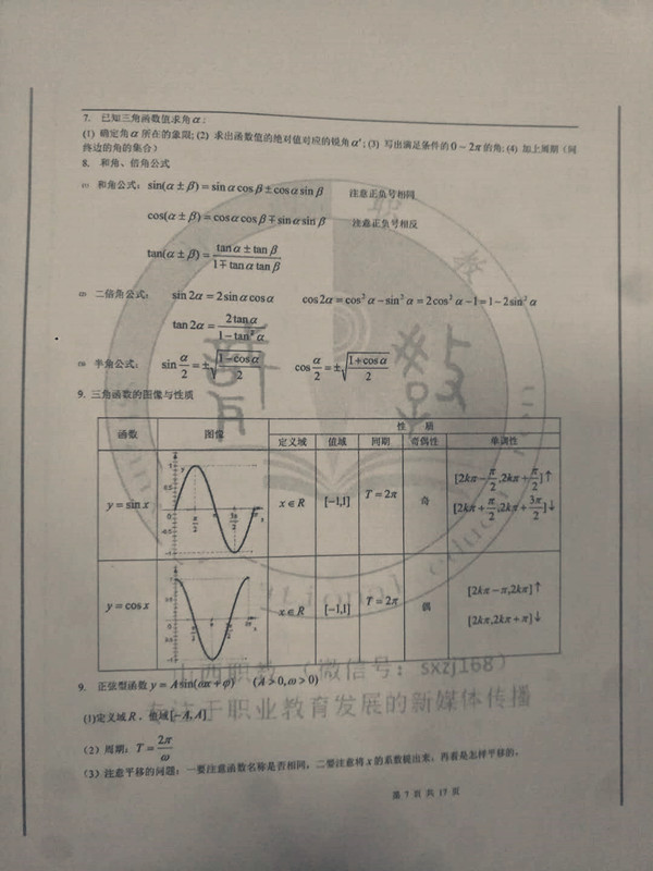 数学基础模块5~8章知识点集锦